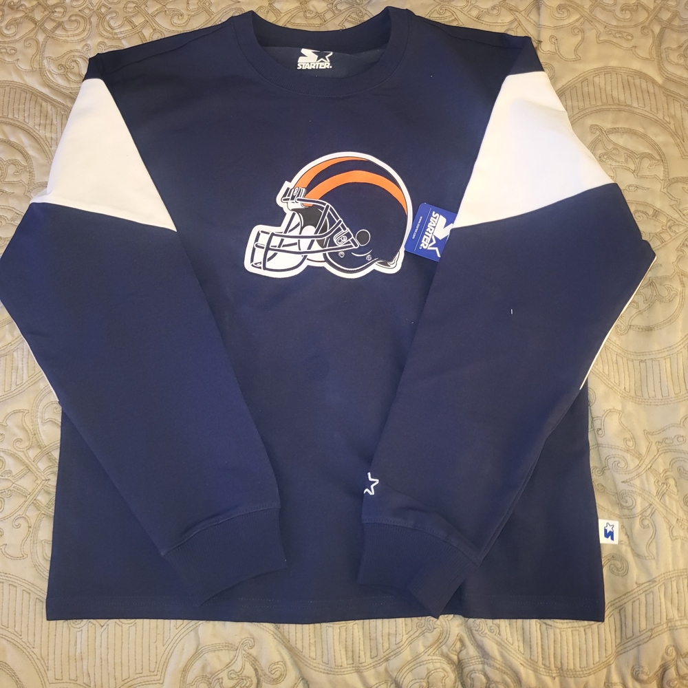 STARTER Navy and White Crewneck Youth BEARS Top